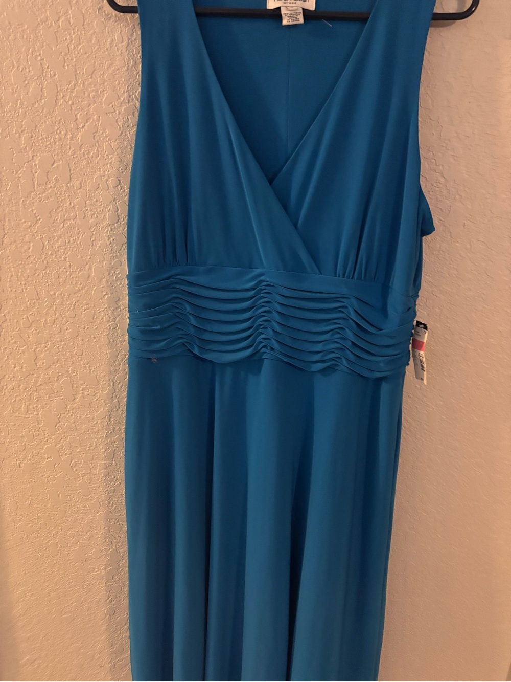 Rena Rowan Teal Blue Sleeveless V-Neck with Ruched Waistband